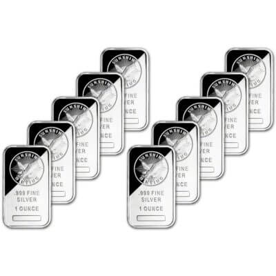 TEN (10) 1 oz Silver Bar - Sunshine Minting - .999 Fine - Sealed