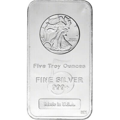 5 oz. Highland Mint Silver Bar - Walking Liberty Design .999+ Fine