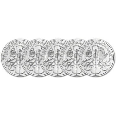 Austria Silver Philharmonic - 1 oz - 1.5 Euro - BU - Five 5 Coins - Random Date