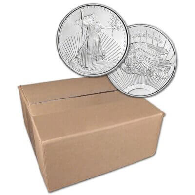 1 oz Highland Mint Silver Round Saint-Gaudens Design .999 Sealed Box of 500