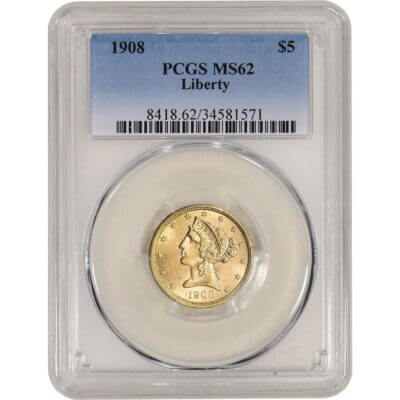 US Gold $5 Liberty Head Eagle - PCGS MS62 - Random Date
