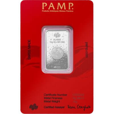 10 gram Silver Bar - PAMP Suisse - Lunar Legends White Snake .999 Fine in Assay