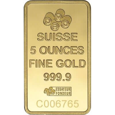 5 oz Gold Bar - PAMP Suisse - Fortuna - 999.9 Fine in Case with Assay