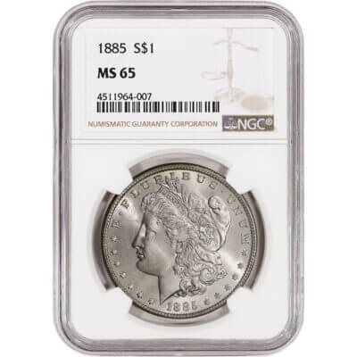 1885 US Morgan Silver Dollar $1 - NGC MS65