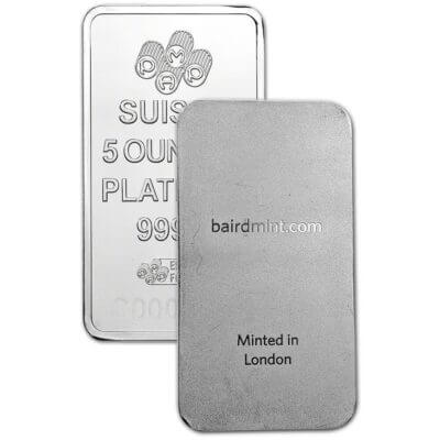 5 oz Platinum Bar - Random Brand - Secondary Market - 999.5 Fine