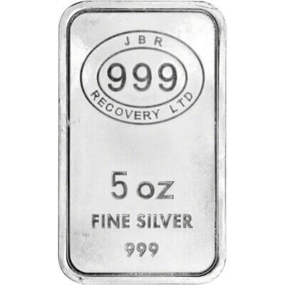 5 oz Silver Bar JBR Recovery Ltd - 999 Fine Icons of Britain