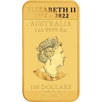 2023 P Australia Gold Dragon Rectangle Coin 1 oz $100 - BU