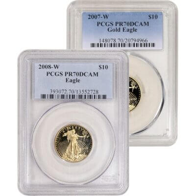 American Gold Eagle 1/4 oz $10 - PCGS PR70 Random Date and Label