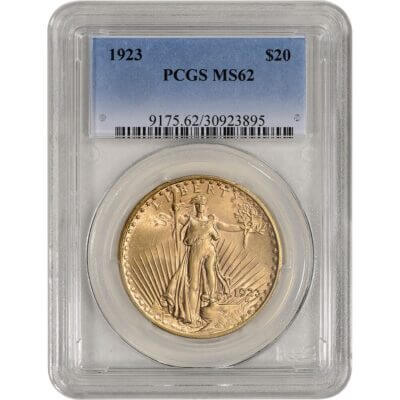US Gold $20 Saint-Gaudens Double Eagle - PCGS MS62 - Random Date