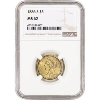 US Gold $5 Liberty Head Eagle - NGC MS62 - Random Date