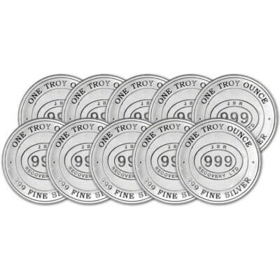TEN (10) 1 oz Silver Round JBR Recovery Ltd - 999 Fine Icons of Britain