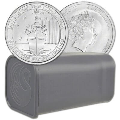 Australia Silver War in the Pacific 1/2 oz 50C - BU Roll of 25 Coins Random Date