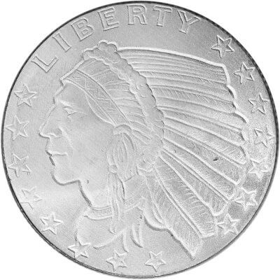 1/4 oz Golden State Mint Silver Round Incuse Indian .999 Fine