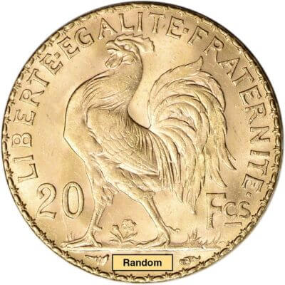 France Gold 20 Francs .1867 oz - Rooster - BU - Random Date