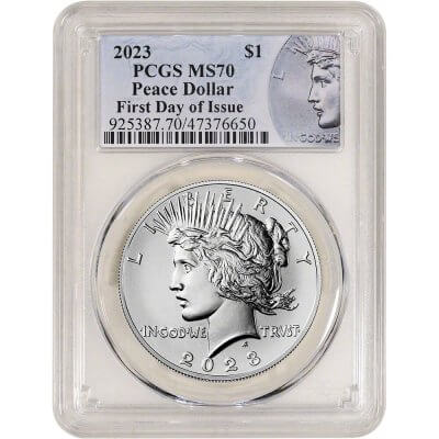 2023 US Peace Silver Dollar $1 PCGS MS70 First Day Issue Anniversary