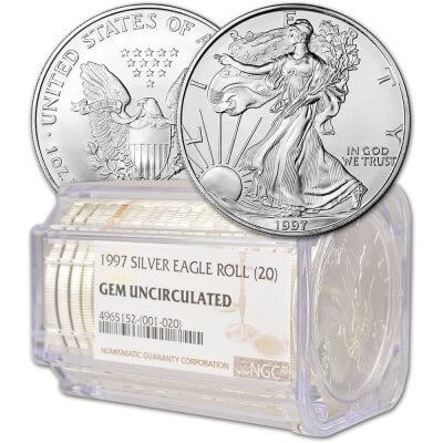 Tube of 20 - 1997 American Silver Eagle Coin - NGC Gem Uncirculated