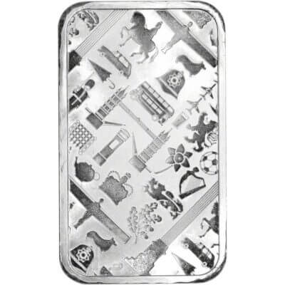 5 oz Silver Bar JBR Recovery Ltd - 999 Fine Icons of Britain