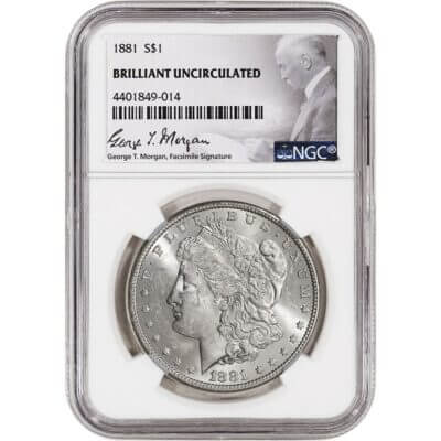 1881 US Morgan Silver Dollar $1 - NGC Brilliant Uncirculated