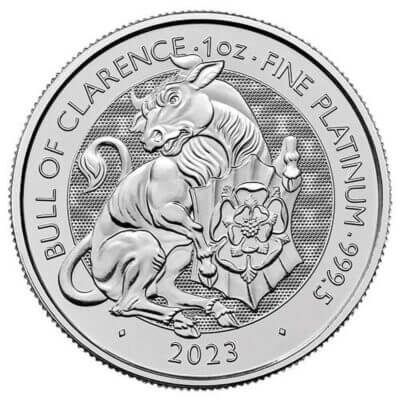 2023 Great Britain Platinum Tudor Beasts Bull of Clarence £100 - 1 oz - BU