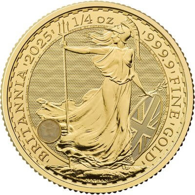 2025 Great Britain Gold Britannia £25 1/4 oz - BU 25 Coin Mint Tube