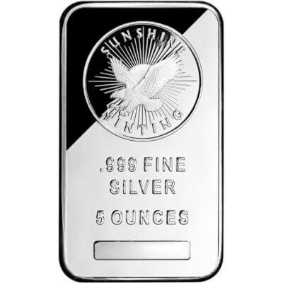 THREE (3) 5 oz. Silver Bar - Sunshine Minting - .999 Fine