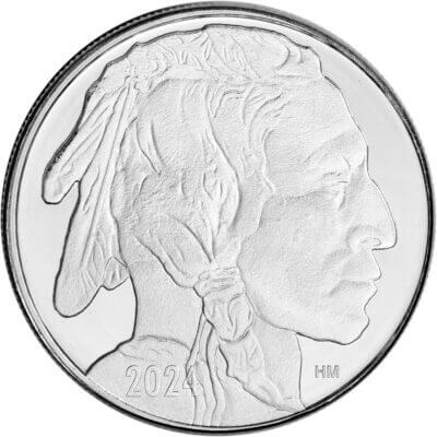 FIVE (5) 1 oz Highland Mint Silver Round - Buffalo Design .999 Fine