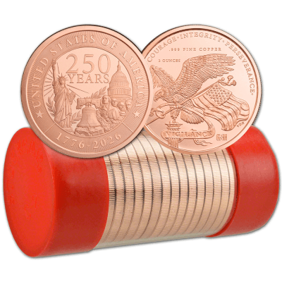 2 oz Golden State Mint Copper Round - USA 250th Anniversary .999 Fine-Tube of 25
