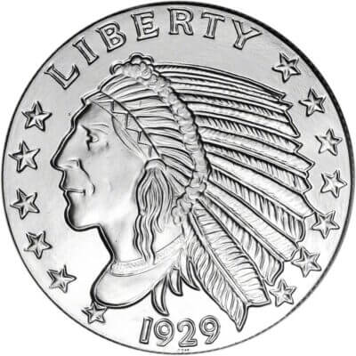 5 oz Golden State Mint Silver Round Incuse Indian Design .999 Fine Tube of 20
