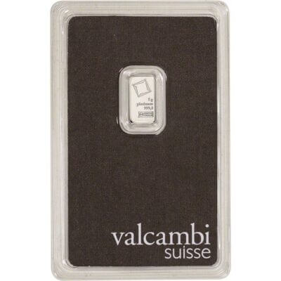1 gram Platinum Bar - Valcambi Suisse - 999.5 Fine in Sealed Assay