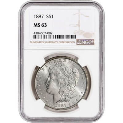 1887 US Morgan Silver Dollar $1 - NGC MS63