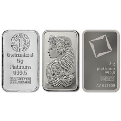 5 gram Platinum Bar - Random Brand - Secondary Market - 999.5 Fine