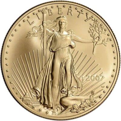 2007 W American Gold Eagle 1 oz $50 Uncirculated Coin - Burnished in OGP