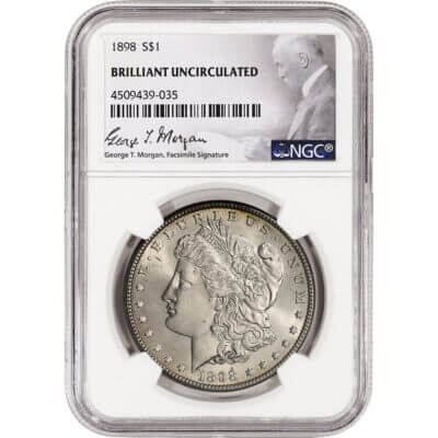 1898 US Morgan Silver Dollar $1 - NGC Brilliant Uncirculated