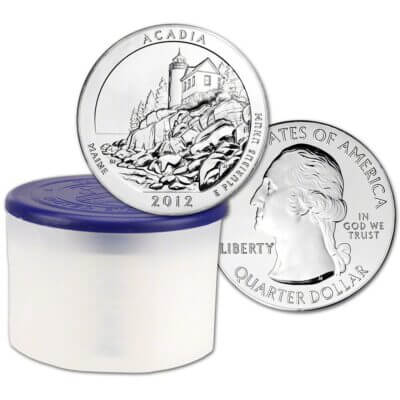 2012 ATB Acadia Silver (5 oz) 25C - BU - 10 Coins in Mint-Issued Tube