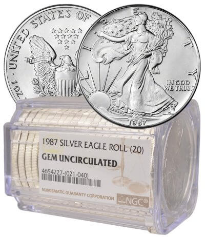 Roll of 20 - 1987 American Silver Eagle - NGC Gem Uncirculated
