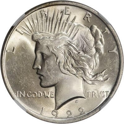 1922 US Peace Silver Dollar $1 - NGC MS63