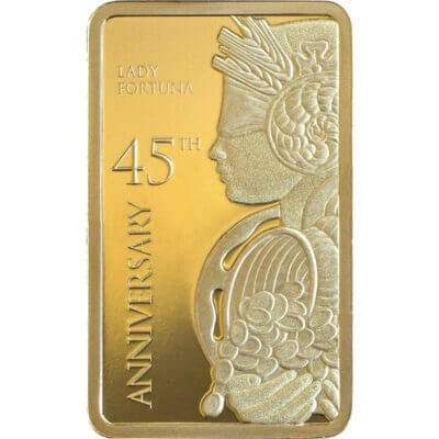 5 gram Gold Bar PAMP Suisse Fortuna 45th Anniversary 999.9 Fine in Sealed Assay