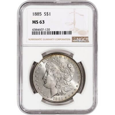 1885 US Morgan Silver Dollar $1 - NGC MS63