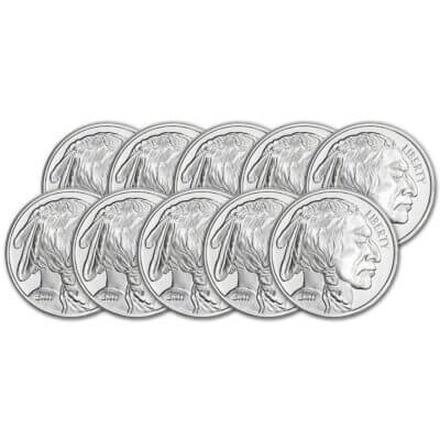 TEN (10) 1 oz. Silver Round - Sunshine Buffalo - .999 Fine