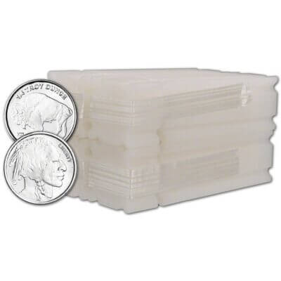 100 pc. 1/4 oz. Highland Mint Silver Round Buffalo .999  4 Rolls Tubes of 25