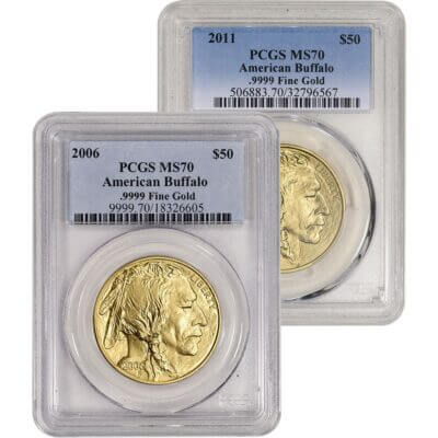 American Gold Buffalo 1 oz $50 - PCGS MS70 Random Date and Label
