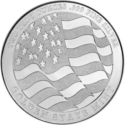 2 oz Golden State Mint Silver Round Eagle Design .999 Fine Tube of 25