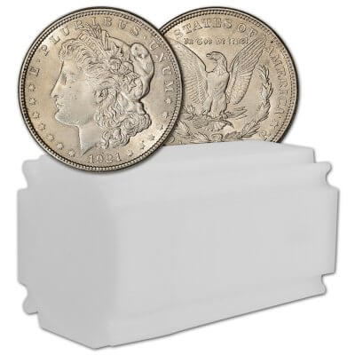 1921 US Morgan Silver Dollar - Roll of 20 coins - AU