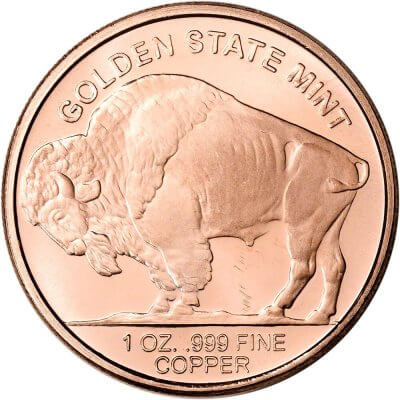 1 oz. Golden State Mint Copper Round Buffalo .999 Fine Tube of 20
