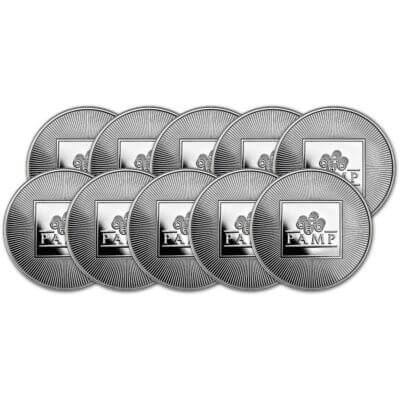 TEN (10) 1 oz PAMP Silver Round - Logo Design .999 Fine