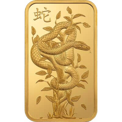 1 oz Gold Bar PAMP 2025 Lunar Legend White Snake 999.9 Fine in Sealed Assay