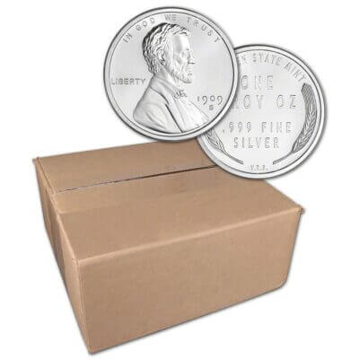 1 oz Golden State Mint Silver Round Lincoln Cent 999 Fine Sealed Box of 500