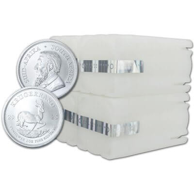 2025 South Africa Silver Krugerrand 1 oz 1 Rand - 100 BU Coins in 4 Mint Tubes