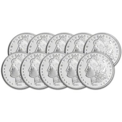 TEN (10) 1 oz. Silver Round - Sunshine Morgan - .999 Fine