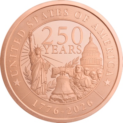 2 oz. Golden State Mint Copper Round - American 250th Anniversary .999 Fine